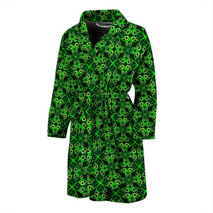 Celtic Green Neon Design Men Bath Robe-JTAMIGO.COM