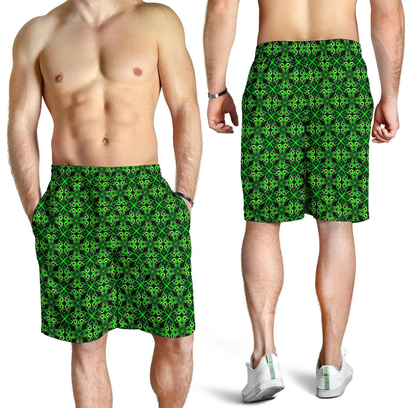 Celtic Green Neon Design Mens Shorts-JTAMIGO.COM