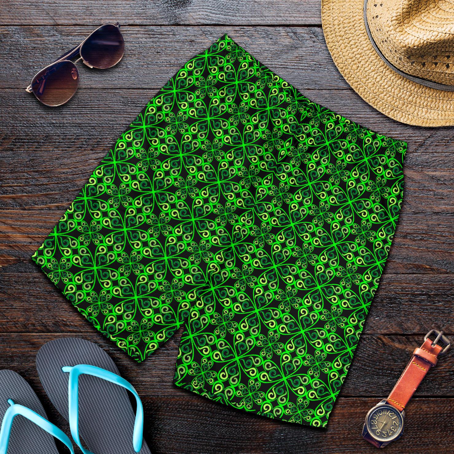 Celtic Green Neon Design Mens Shorts-JTAMIGO.COM