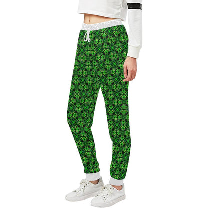 Celtic Green Neon Design Unisex Casual Sweatpants (Model L11)-JTAMIGO.COM