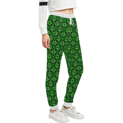 Celtic Green Neon Design Unisex Casual Sweatpants (Model L11)-JTAMIGO.COM