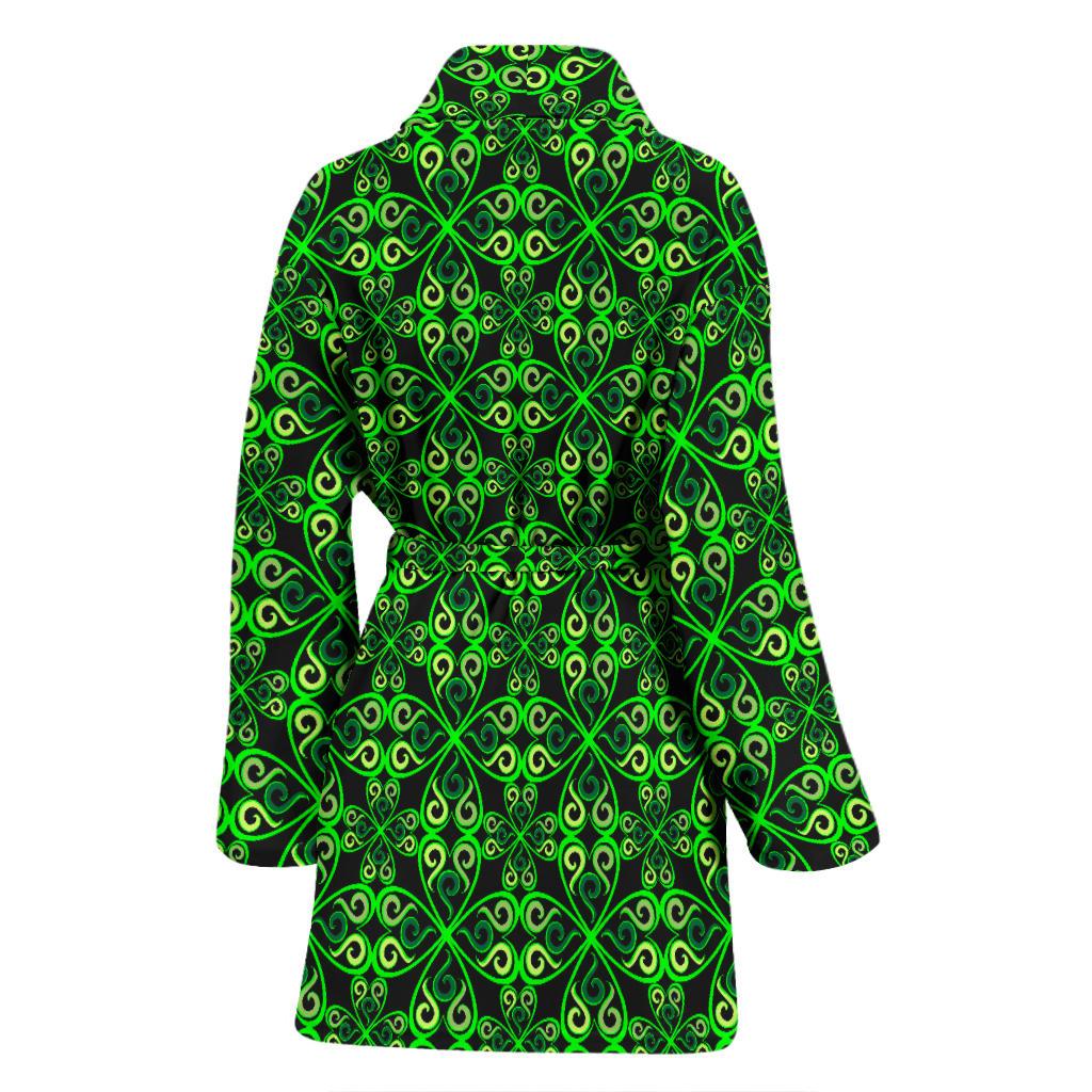 Celtic Green Neon Design Women Bath Robe-JTAMIGO.COM