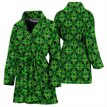 Celtic Green Neon Design Women Bath Robe-JTAMIGO.COM