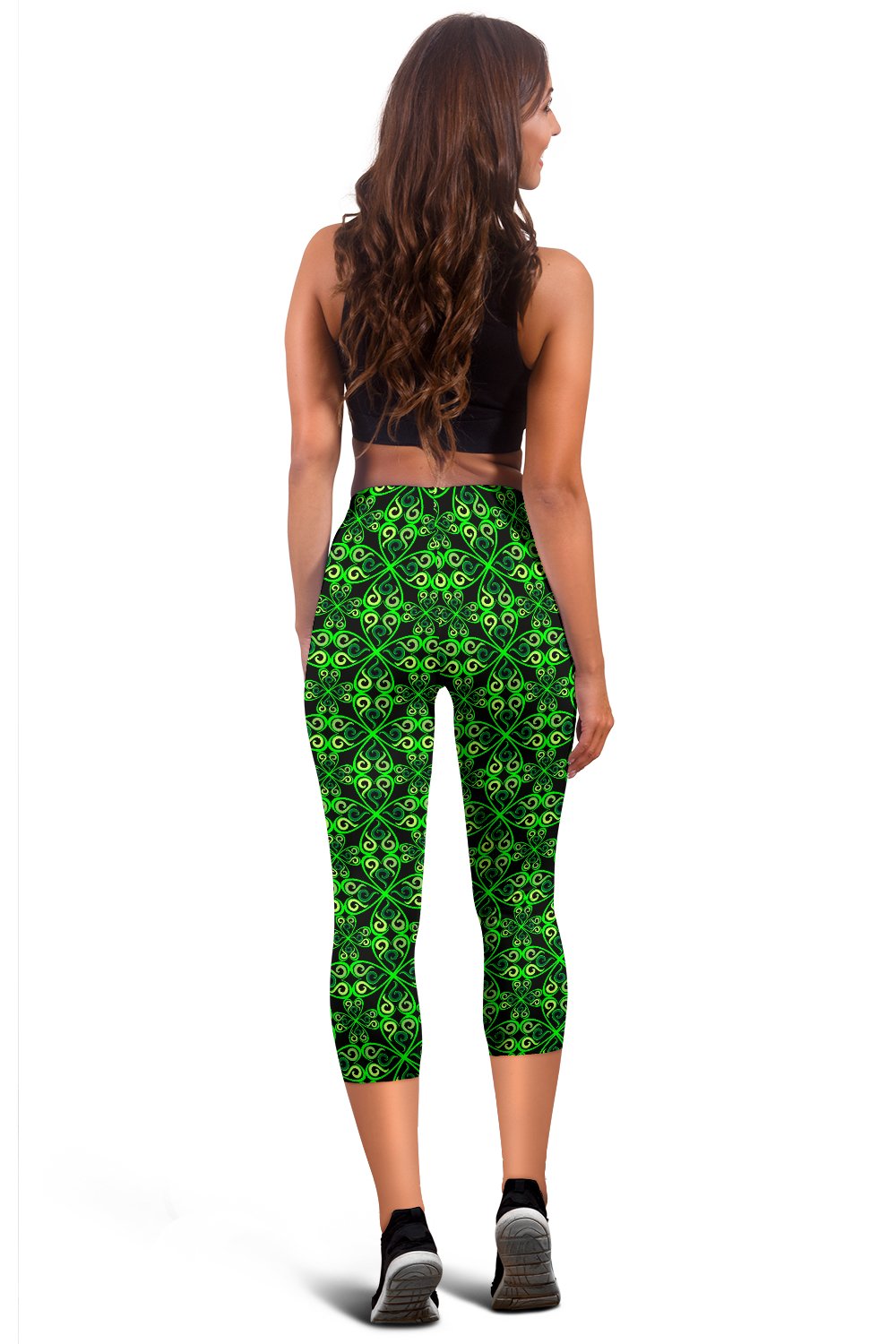 Celtic Green Neon Design Women Capris
