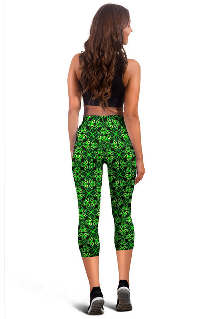 Celtic Green Neon Design Women Capris