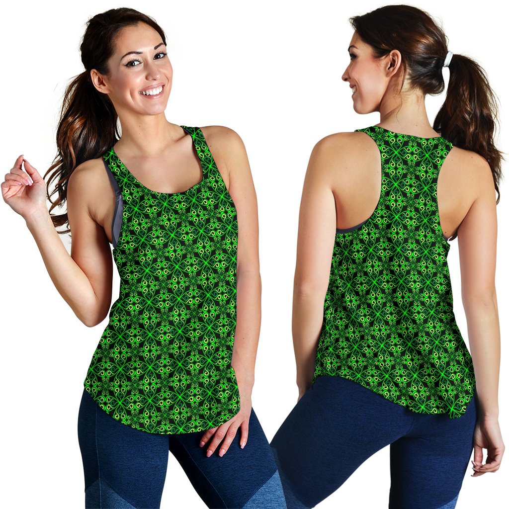 Celtic Green Neon Design Women Racerback Tank Top