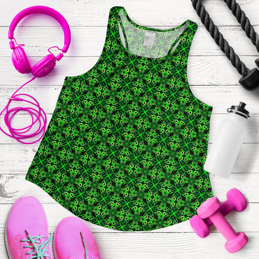 Celtic Green Neon Design Women Racerback Tank Top