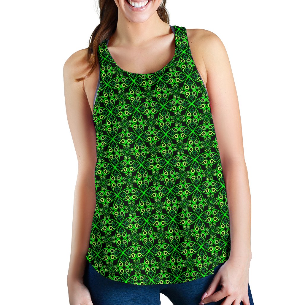 Celtic Green Neon Design Women Racerback Tank Top