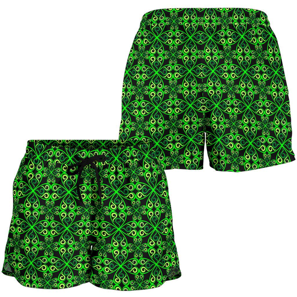 Celtic Green Neon Design Women Shorts-JTAMIGO.COM