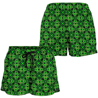 Celtic Green Neon Design Women Shorts-JTAMIGO.COM