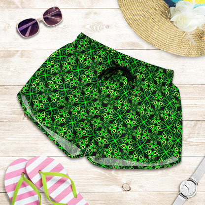 Celtic Green Neon Design Women Shorts-JTAMIGO.COM