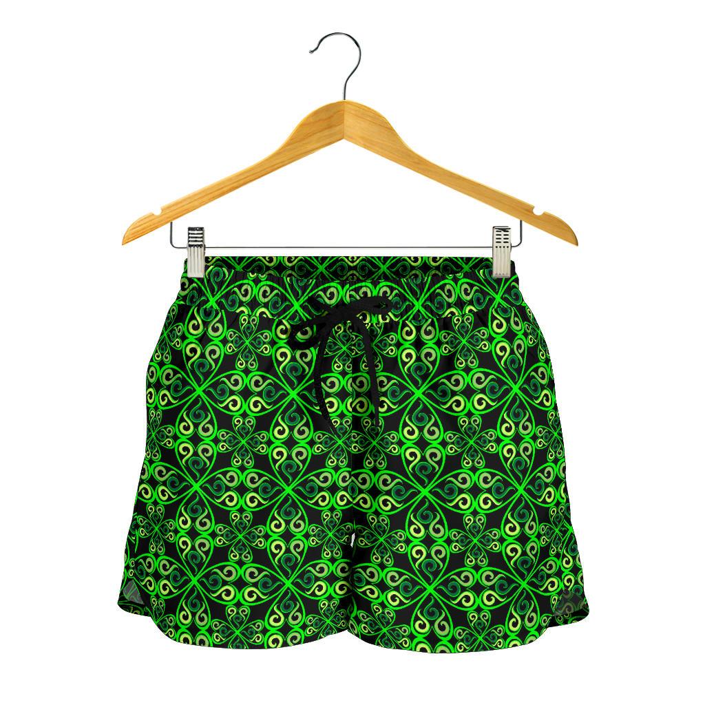 Celtic Green Neon Design Women Shorts-JTAMIGO.COM
