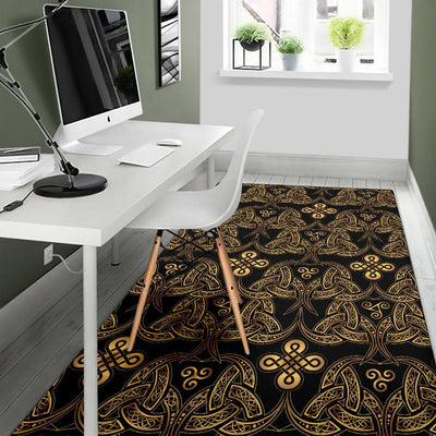 Celtic Knot Gold Design Area Rugs-JTAMIGO.COM