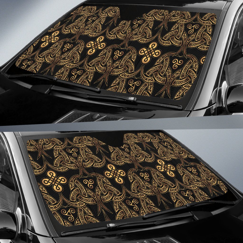 Celtic Knot Gold Design Car Sun Shade For Windshield