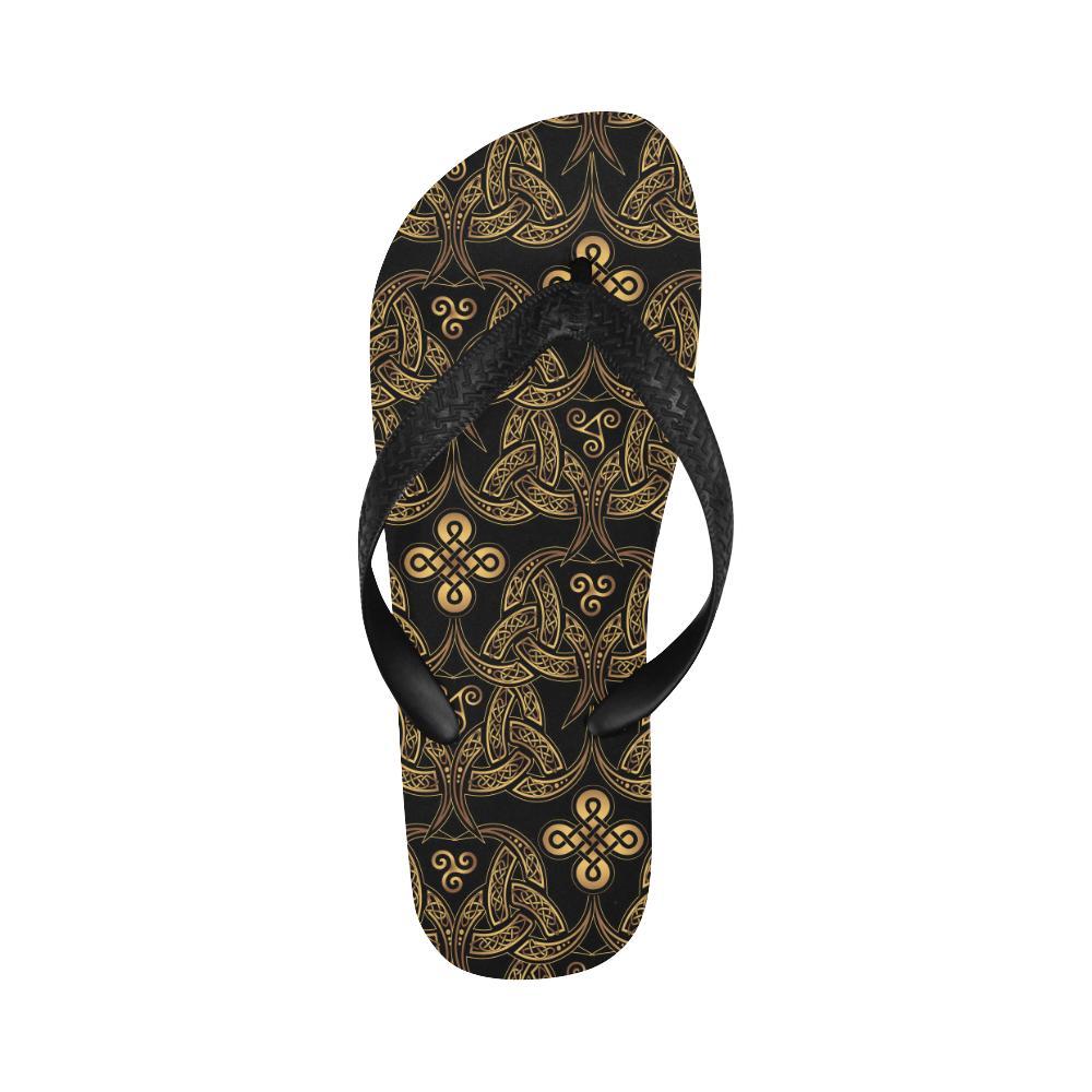 Celtic Knot Gold Design Flip Flops-JTAMIGO.COM