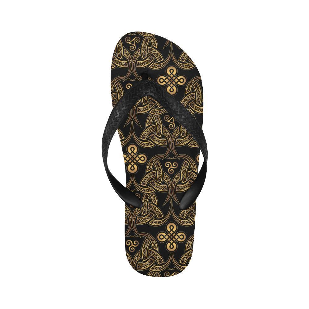 Celtic Knot Gold Design Flip Flops-JTAMIGO.COM