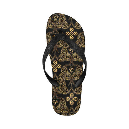Celtic Knot Gold Design Flip Flops-JTAMIGO.COM