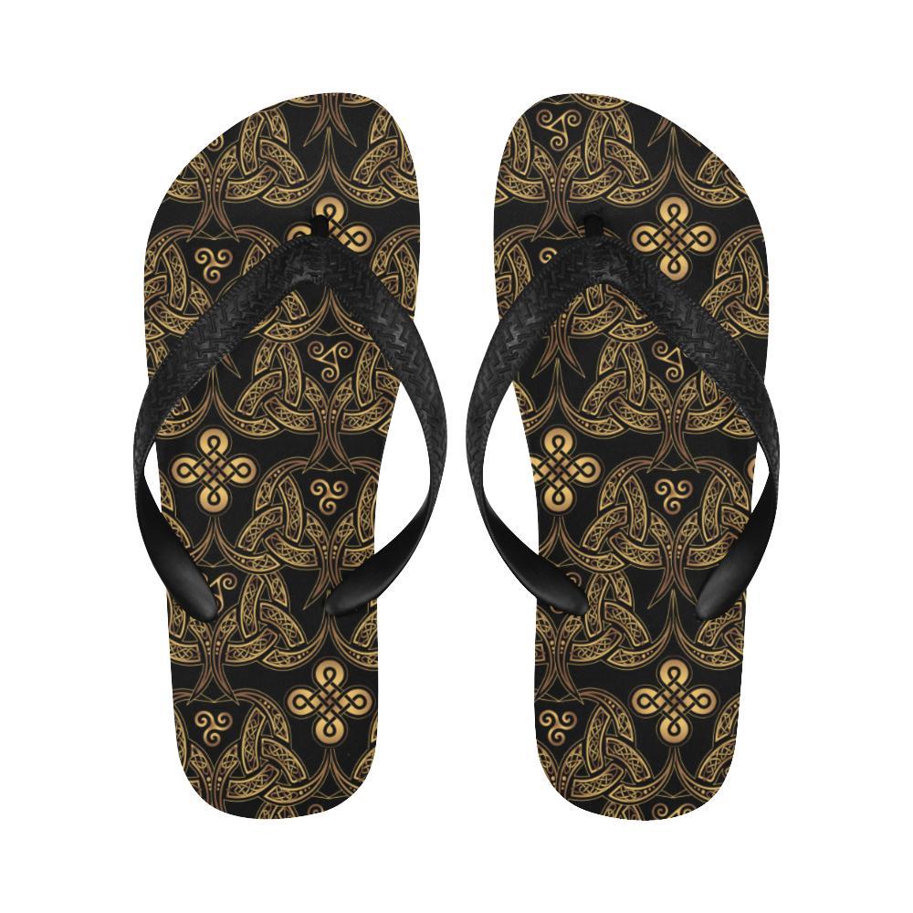 Celtic Knot Gold Design Flip Flops-JTAMIGO.COM