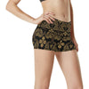 Celtic Knot Gold Design High Waisted Spandex Shorts-JTAMIGO.COM