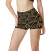 Celtic Knot Gold Design High Waisted Spandex Shorts-JTAMIGO.COM