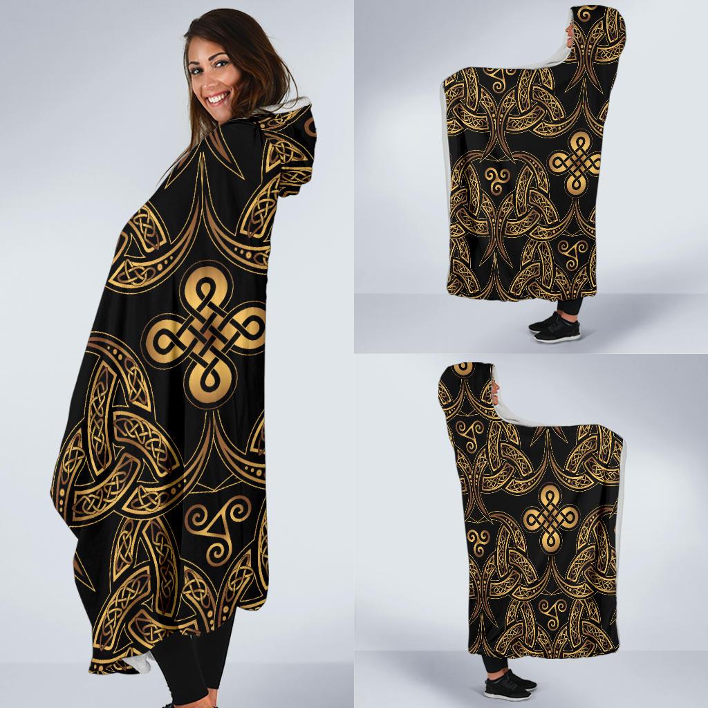 Celtic Knot Gold Design Hooded Blanket-JTAMIGO.COM