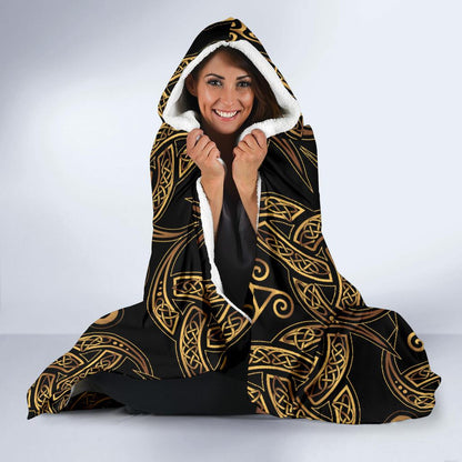Celtic Knot Gold Design Hooded Blanket-JTAMIGO.COM