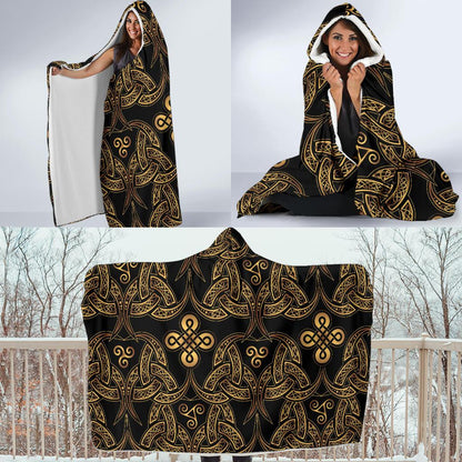 Celtic Knot Gold Design Hooded Blanket-JTAMIGO.COM