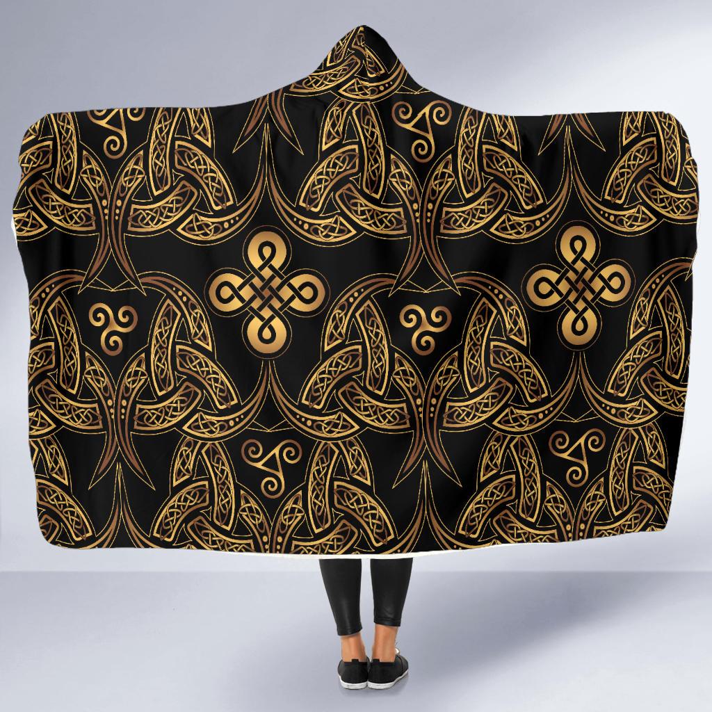 Celtic Knot Gold Design Hooded Blanket-JTAMIGO.COM