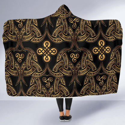 Celtic Knot Gold Design Hooded Blanket-JTAMIGO.COM