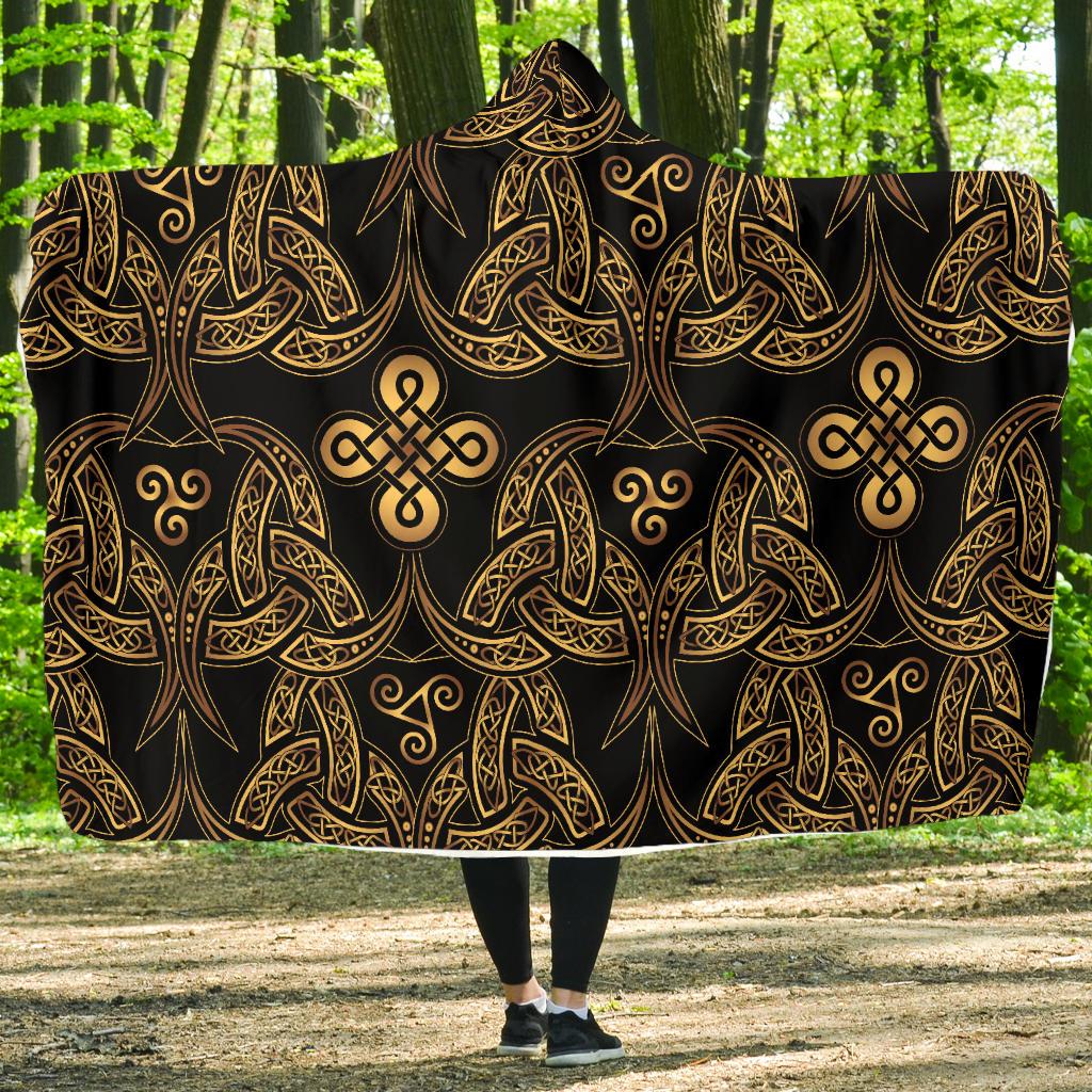 Celtic Knot Gold Design Hooded Blanket-JTAMIGO.COM