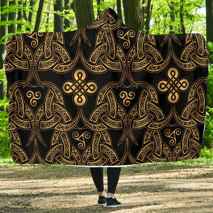 Celtic Knot Gold Design Hooded Blanket-JTAMIGO.COM