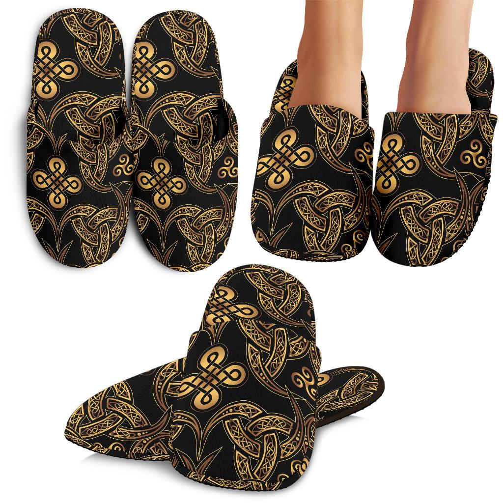 Celtic Knot Gold Design House Slippers