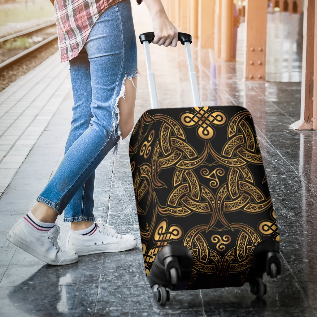 Celtic Knot Gold Design Luggage Cover Protector