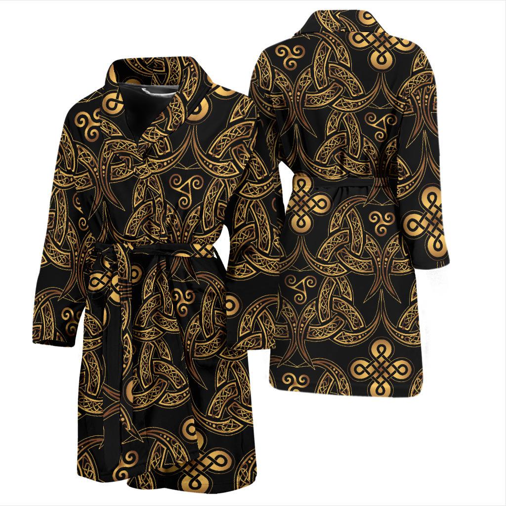 Celtic Knot Gold Design Men Bath Robe-JTAMIGO.COM