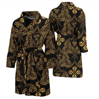 Celtic Knot Gold Design Men Bath Robe-JTAMIGO.COM