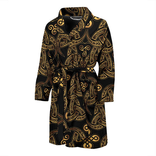 Celtic Knot Gold Design Men Bath Robe-JTAMIGO.COM