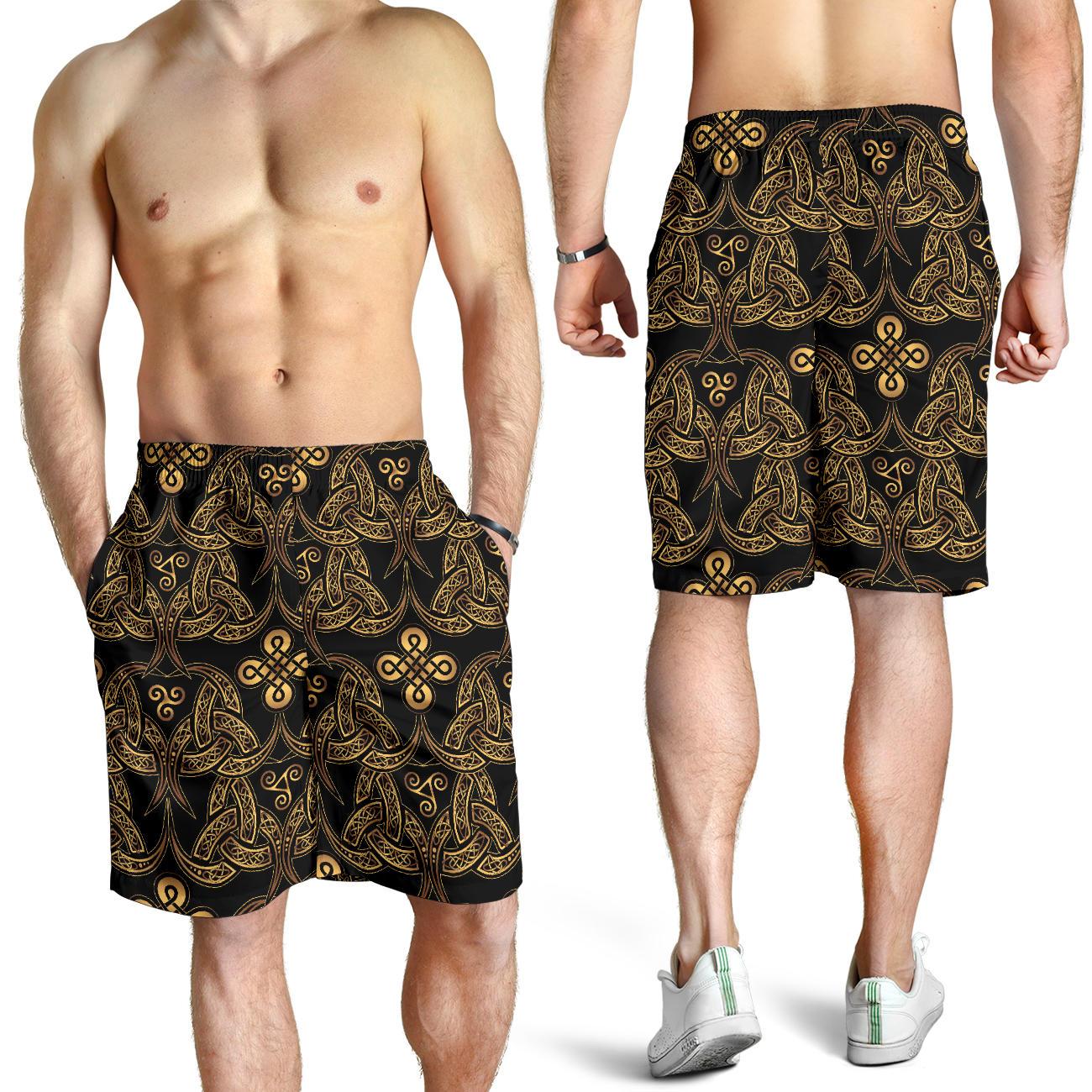 Celtic Knot Gold Design Mens Shorts-JTAMIGO.COM