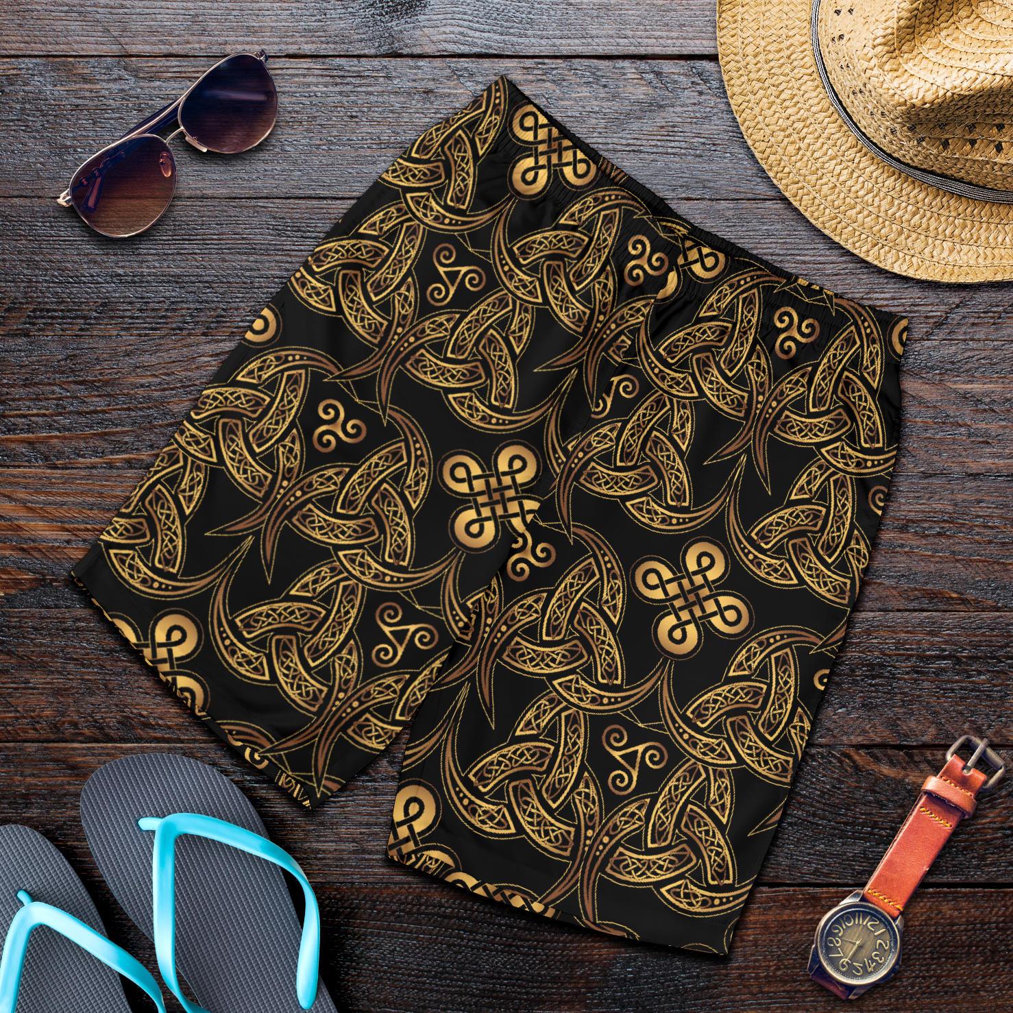 Celtic Knot Gold Design Mens Shorts-JTAMIGO.COM