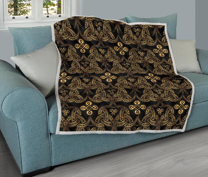 Celtic Knot Gold Design Premium Quilt-JTAMIGO.COM