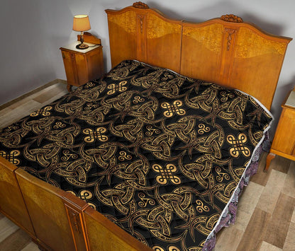 Celtic Knot Gold Design Premium Quilt-JTAMIGO.COM