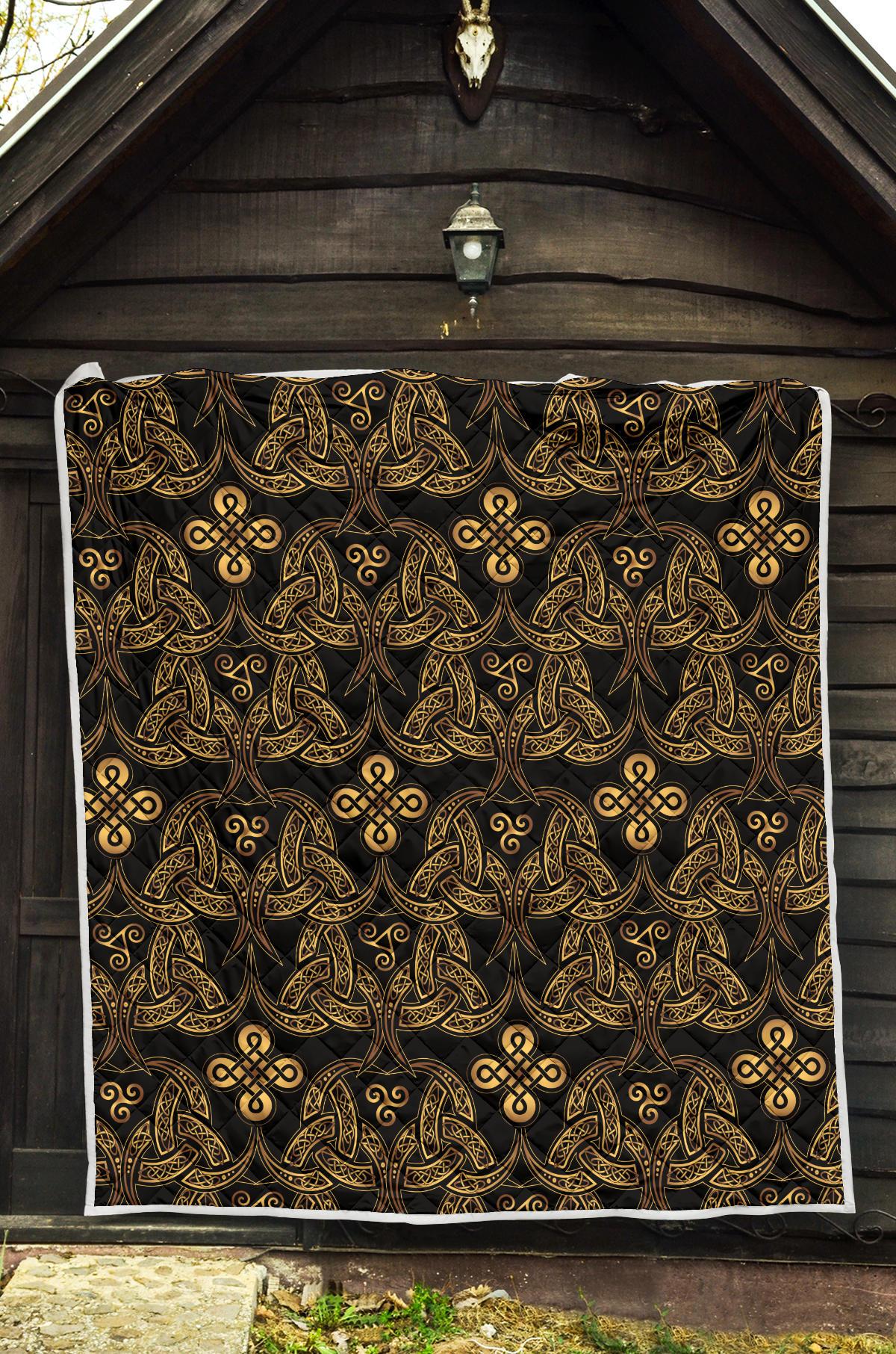 Celtic Knot Gold Design Premium Quilt-JTAMIGO.COM