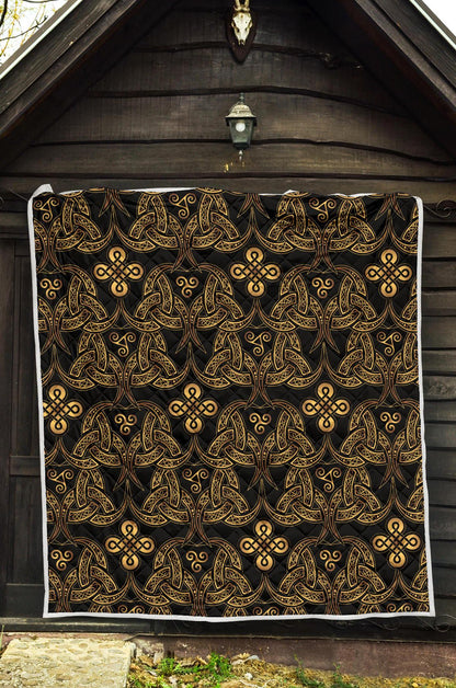 Celtic Knot Gold Design Premium Quilt-JTAMIGO.COM