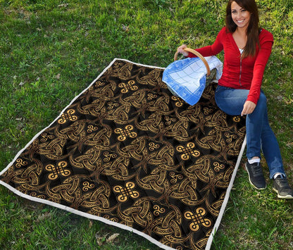 Celtic Knot Gold Design Premium Quilt-JTAMIGO.COM