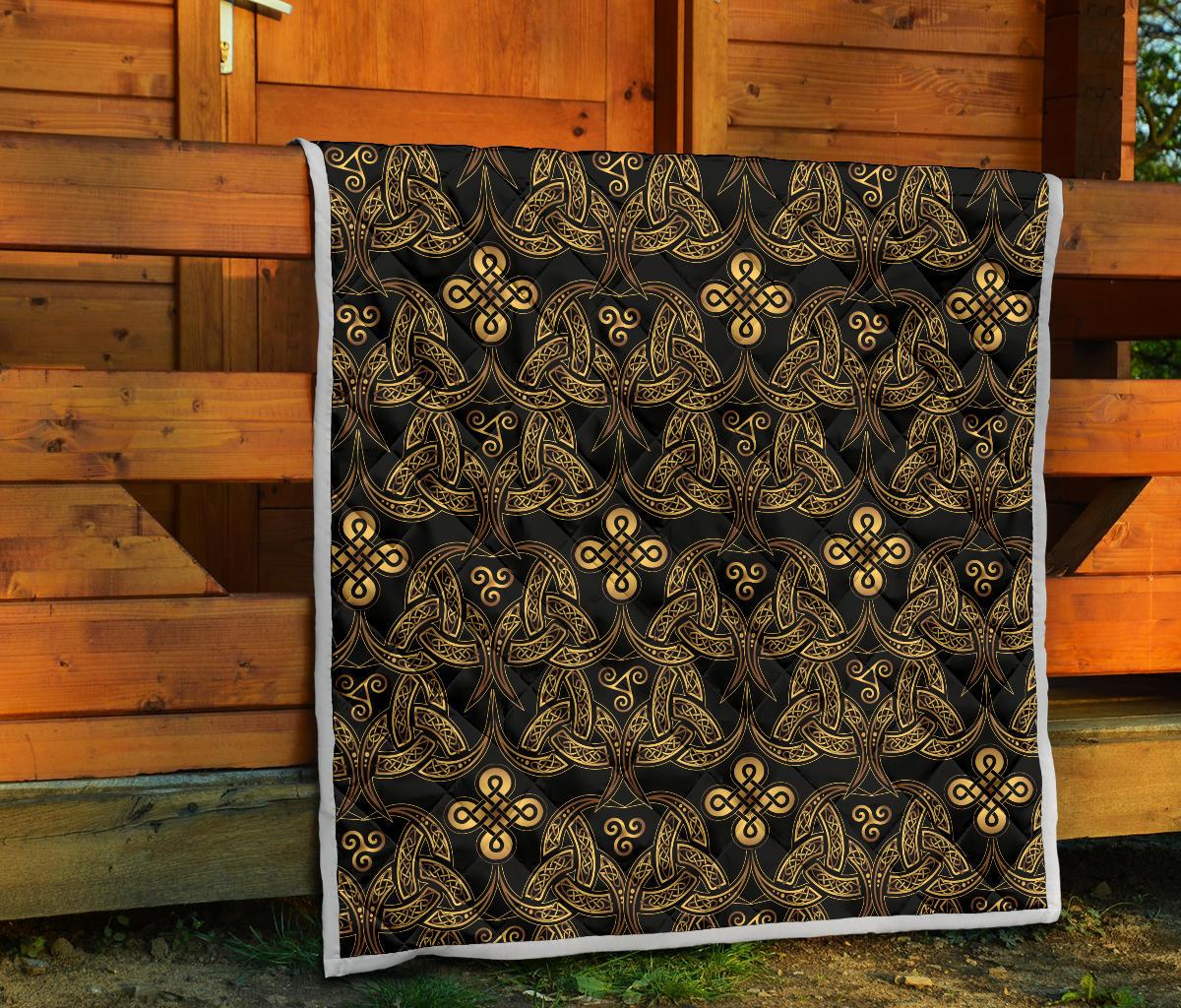 Celtic Knot Gold Design Premium Quilt-JTAMIGO.COM
