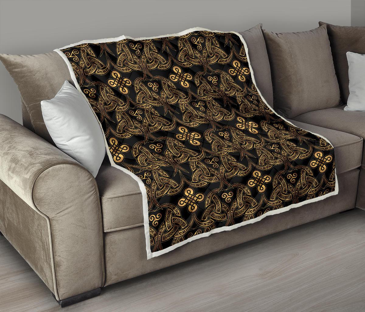 Celtic Knot Gold Design Premium Quilt-JTAMIGO.COM