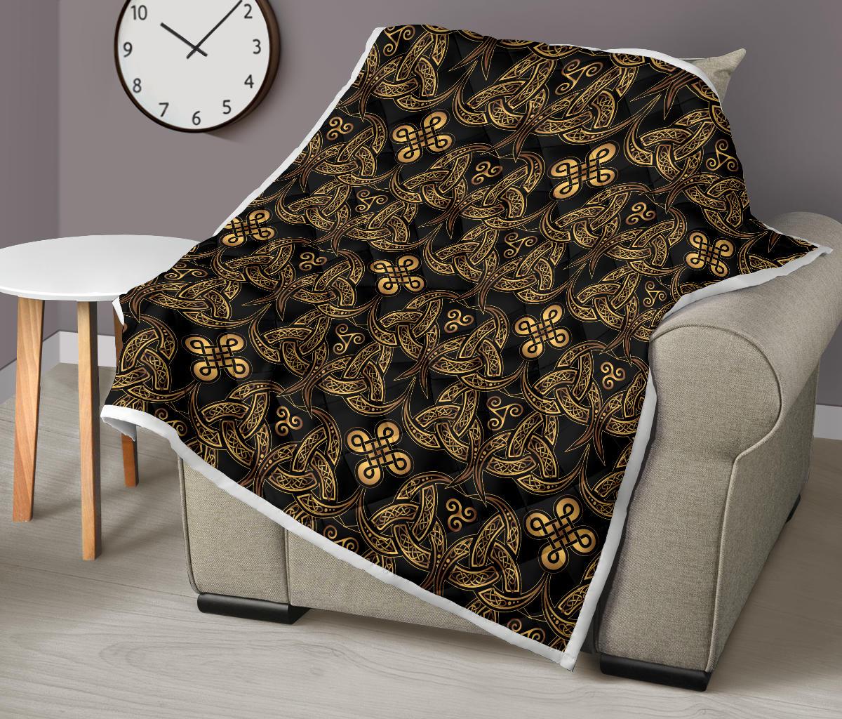 Celtic Knot Gold Design Premium Quilt-JTAMIGO.COM