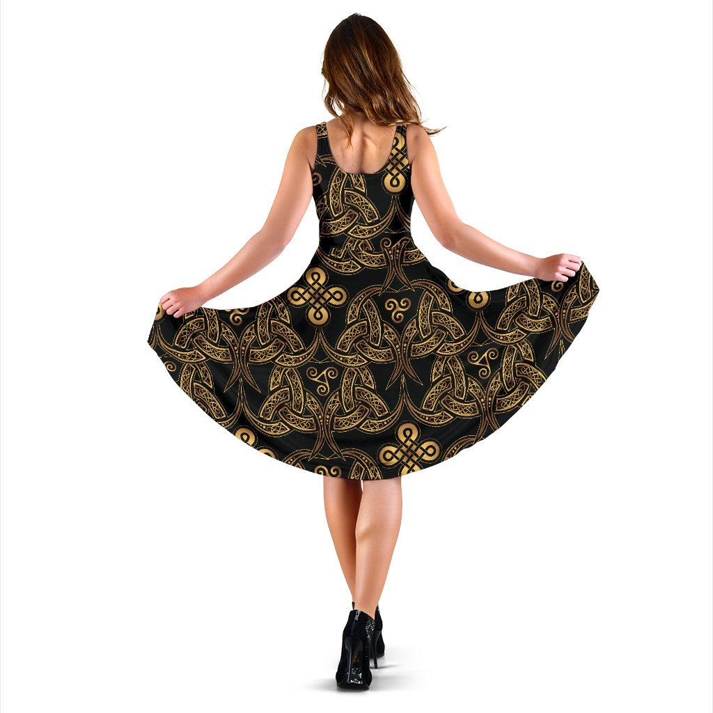Celtic Knot Gold Design Sleeveless Dress