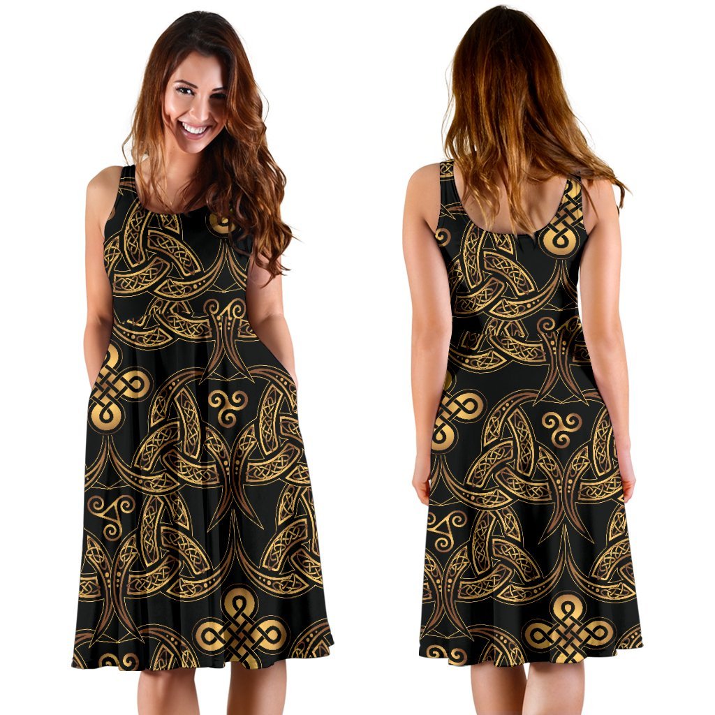 Celtic Knot Gold Design Sleeveless Dress