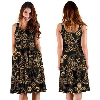 Celtic Knot Gold Design Sleeveless Dress