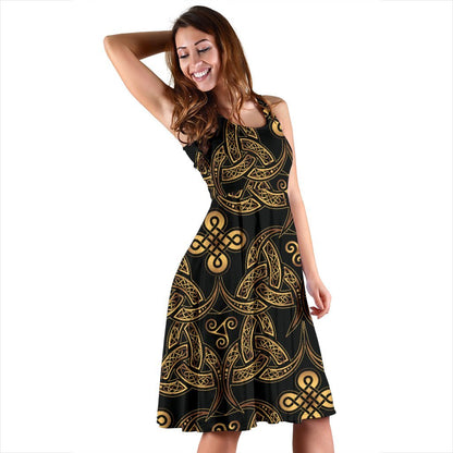 Celtic Knot Gold Design Sleeveless Dress